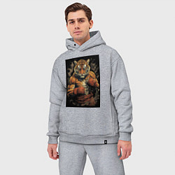 Мужской костюм оверсайз Муай Тай тигр, цвет: меланж — фото 2