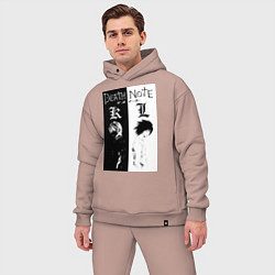 Мужской костюм оверсайз Тетрадь смерти Лайт Ягами, цвет: пыльно-розовый — фото 2