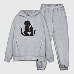 Мужской костюм оверсайз Dog and cat love, цвет: меланж