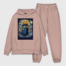 Мужской костюм оверсайз Телефонная полицейская будка, цвет: пыльно-розовый