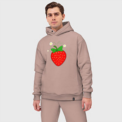 Мужской костюм оверсайз Ягода клубничка крупная, цвет: пыльно-розовый — фото 2