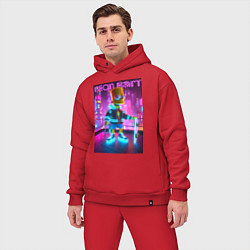 Мужской костюм оверсайз Neon Bart - with skateboard ai art fantasy, цвет: красный — фото 2