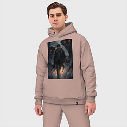 Мужской костюм оверсайз Мэгуми Фусигуро арт Магическая битва, цвет: пыльно-розовый — фото 2