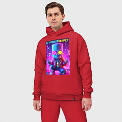 Мужской костюм оверсайз Cyber Bart in metropolis - neon glow, цвет: красный — фото 2