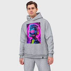 Мужской костюм оверсайз Кибер Барт Симпсон - неоновое свечение, цвет: меланж — фото 2