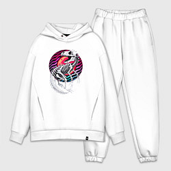 Мужской костюм оверсайз Скелет динозавра, цвет: белый