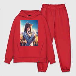 Мужской костюм оверсайз Волчица и пряности Холо в поле, цвет: красный