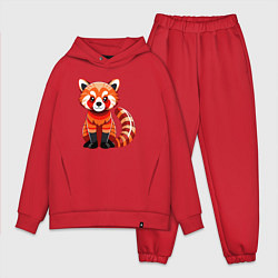 Мужской костюм оверсайз Красная панда с роскошным хвостом, цвет: красный