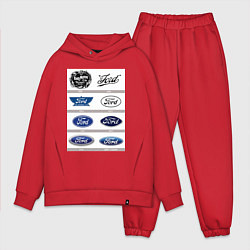 Мужской костюм оверсайз Ford логотип, цвет: красный