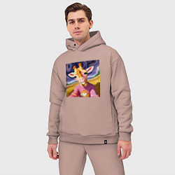 Мужской костюм оверсайз Селфи жирафа, цвет: пыльно-розовый — фото 2