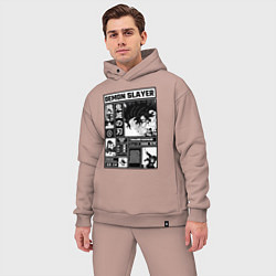 Мужской костюм оверсайз Величие Танджиро - Клинок рассекающий демонов, цвет: пыльно-розовый — фото 2