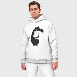 Мужской костюм оверсайз Инь Янь любовь - силуэты бегемотов, цвет: белый — фото 2