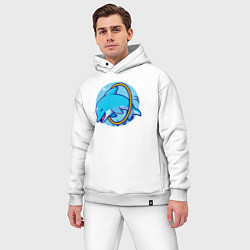 Мужской костюм оверсайз Весёлый дельфинчик, цвет: белый — фото 2