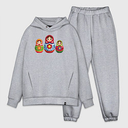 Мужской костюм оверсайз Три ярких матрёшки, цвет: меланж