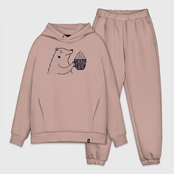 Мужской костюм оверсайз Крепкий как мой кофе, цвет: пыльно-розовый