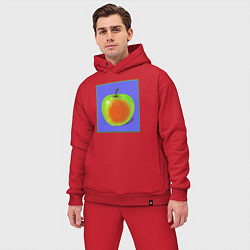 Мужской костюм оверсайз Яблоко на фиолетовом фоне - pop art, цвет: красный — фото 2