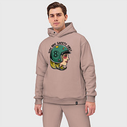 Мужской костюм оверсайз Безопасность - медленная езда, цвет: пыльно-розовый — фото 2