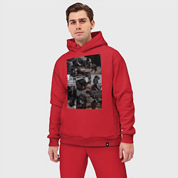 Мужской костюм оверсайз Конный спорт коллаж, цвет: красный — фото 2