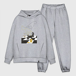 Мужской костюм оверсайз Шахматная доска с фигурами, цвет: меланж