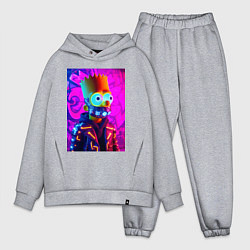 Мужской костюм оверсайз Барт Симпсон в респираторе - неоновое свечение, цвет: меланж