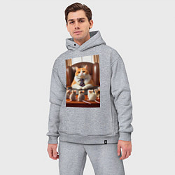 Мужской костюм оверсайз Рыжий кот босс - нейроарт, цвет: меланж — фото 2