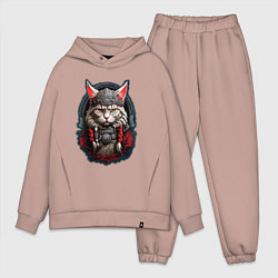 Мужской костюм оверсайз Кот викинг, цвет: пыльно-розовый