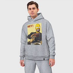 Мужской костюм оверсайз Пародия на плакаты СССР Гомер Симпсон, цвет: меланж — фото 2