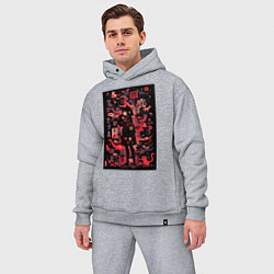 Мужской костюм оверсайз Девушка кошка, цвет: меланж — фото 2