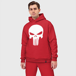 Мужской костюм оверсайз Punisher logo, цвет: красный — фото 2