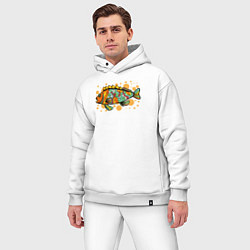 Мужской костюм оверсайз Красочная рыбка, цвет: белый — фото 2