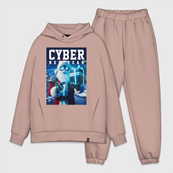 Мужской костюм оверсайз Кибер новый год - неоновое свечение, цвет: пыльно-розовый