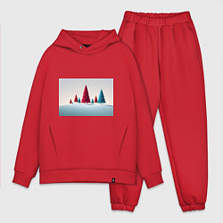 Мужской костюм оверсайз Новогодний минимализм, цвет: красный