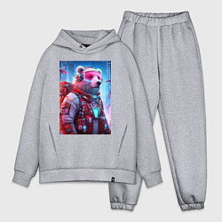 Мужской костюм оверсайз Кибер мишка - киберпанк нейроарт, цвет: меланж