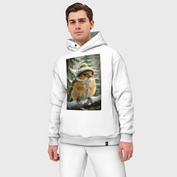 Мужской костюм оверсайз Воробей в шапке, цвет: белый — фото 2