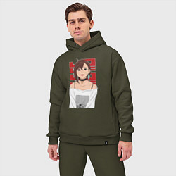 Мужской костюм оверсайз Дандадан: Момо, цвет: хаки — фото 2