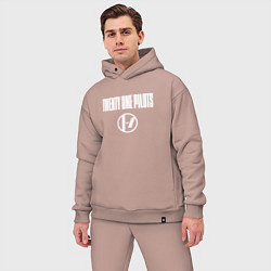 Мужской костюм оверсайз Twenty one pilots - logo, цвет: пыльно-розовый — фото 2