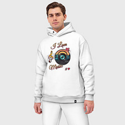 Мужской костюм оверсайз Я люблю музыку, цвет: белый — фото 2