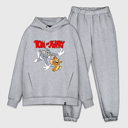 Мужской костюм оверсайз Том и Джерри - погоня, цвет: меланж