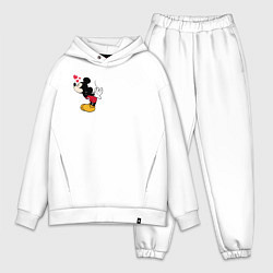 Мужской костюм оверсайз Микки Маус поцелуй - парные мышки, цвет: белый