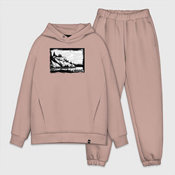 Мужской костюм оверсайз Дикие тропы и оффроад, цвет: пыльно-розовый