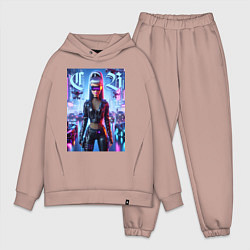 Мужской костюм оверсайз Cyber girl Barbie - neon glow, цвет: пыльно-розовый