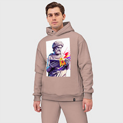 Мужской костюм оверсайз Античная статуя и граффити, цвет: пыльно-розовый — фото 2