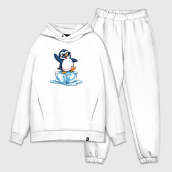 Мужской костюм оверсайз Пингвин на льдине, цвет: белый