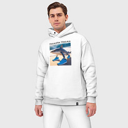 Мужской костюм оверсайз Tralalera tralala - shark - brainrot meme, цвет: белый — фото 2