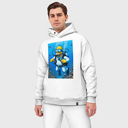 Мужской костюм оверсайз Homer diving - ai art fantasy, цвет: белый — фото 2