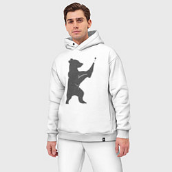 Мужской костюм оверсайз Мишка с шампанским, цвет: белый — фото 2