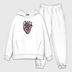 Мужской костюм оверсайз Цветущее сердце, цвет: белый