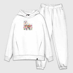 Мужской костюм оверсайз Альпака с сердечками и цветами