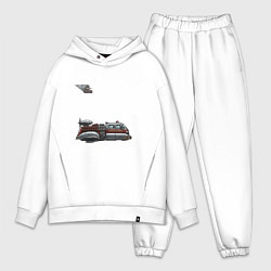 Мужской костюм оверсайз Летающая пожарная машина ретрофутуризм, цвет: белый