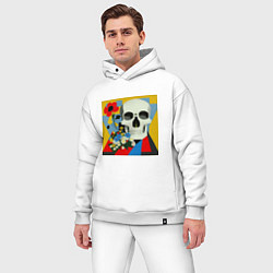 Мужской костюм оверсайз Череп в красочных цветах, цвет: белый — фото 2